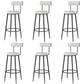 Modern Style Linen Counter Stool Round Low Back Bar Stool with Footrest Black-Gray 6 Piece Set Bar Stool(30"H) Clearhalo 'Bar Furniture' 'Bar Stools' 'bar_stools' 'furn' 'furn_bar_stools' 'Furniture' 'Kitchen & Dining Furniture' 6318071