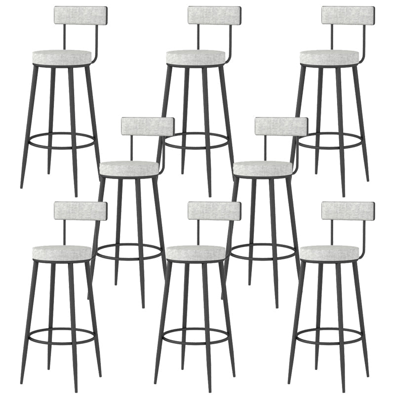 Modern Style Linen Counter Stool Round Low Back Bar Stool with Footrest Black-Gray 8 Piece Set Bar Stool(30"H) Clearhalo 'Bar Furniture' 'Bar Stools' 'bar_stools' 'furn' 'furn_bar_stools' 'Furniture' 'Kitchen & Dining Furniture' 6318072