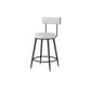Modern Style Linen Counter Stool Round Low Back Bar Stool with Footrest Black-Gray 1 Piece Short Stool(22"H) Clearhalo 'Bar Furniture' 'Bar Stools' 'bar_stools' 'furn' 'furn_bar_stools' 'Furniture' 'Kitchen & Dining Furniture' 6318073