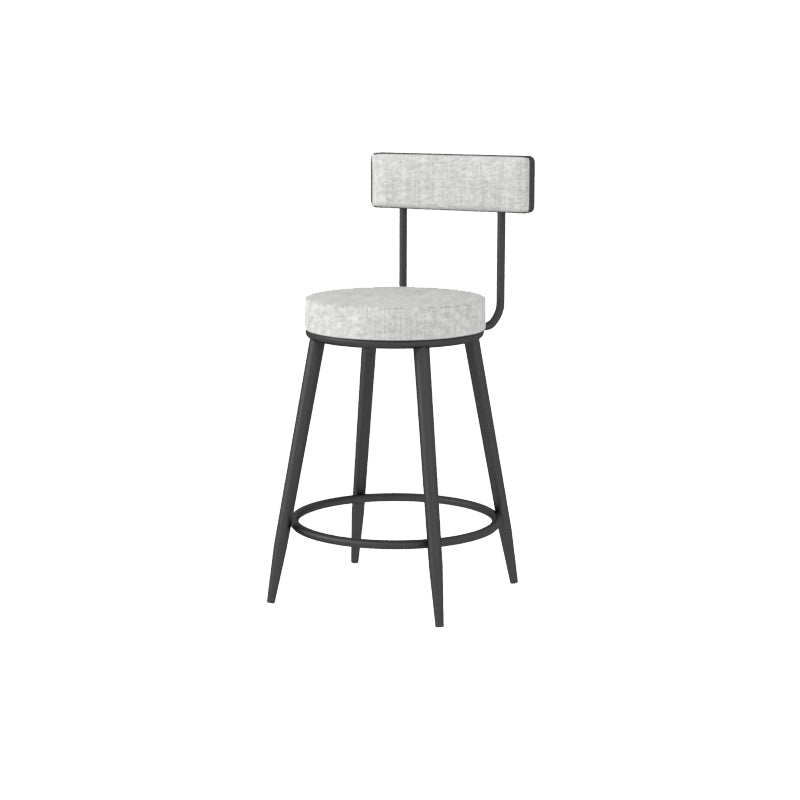 Modern Style Linen Counter Stool Round Low Back Bar Stool with Footrest Black-Gray 1 Piece Short Stool(22"H) Clearhalo 'Bar Furniture' 'Bar Stools' 'bar_stools' 'furn' 'furn_bar_stools' 'Furniture' 'Kitchen & Dining Furniture' 6318073