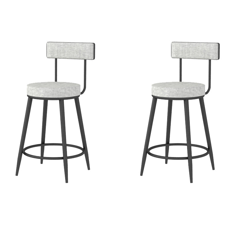 Modern Style Linen Counter Stool Round Low Back Bar Stool with Footrest Black-Gray 2 Piece Set Short Stool(22"H) Clearhalo 'Bar Furniture' 'Bar Stools' 'bar_stools' 'furn' 'furn_bar_stools' 'Furniture' 'Kitchen & Dining Furniture' 6318074