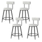 Modern Style Linen Counter Stool Round Low Back Bar Stool with Footrest Black-Gray 4 Piece Set Short Stool(22"H) Clearhalo 'Bar Furniture' 'Bar Stools' 'bar_stools' 'furn' 'furn_bar_stools' 'Furniture' 'Kitchen & Dining Furniture' 6318075