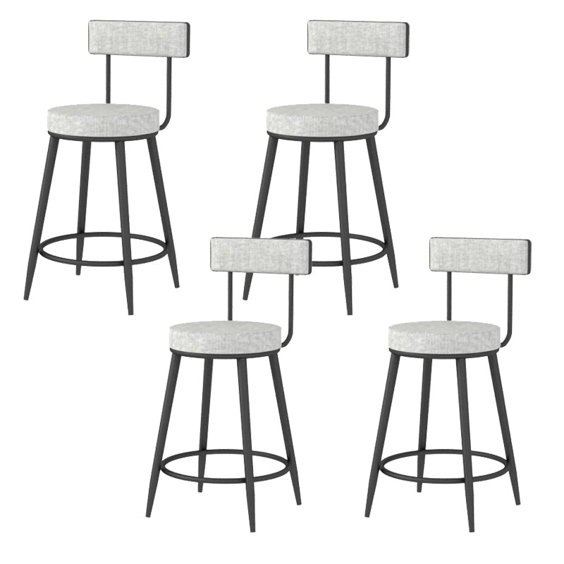 Modern Style Linen Counter Stool Round Low Back Bar Stool with Footrest Black-Gray 4 Piece Set Short Stool(22"H) Clearhalo 'Bar Furniture' 'Bar Stools' 'bar_stools' 'furn' 'furn_bar_stools' 'Furniture' 'Kitchen & Dining Furniture' 6318075