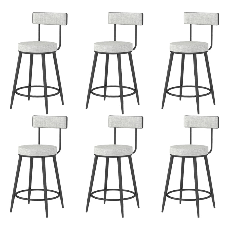 Modern Style Linen Counter Stool Round Low Back Bar Stool with Footrest Black-Gray 6 Piece Set Short Stool(22"H) Clearhalo 'Bar Furniture' 'Bar Stools' 'bar_stools' 'furn' 'furn_bar_stools' 'Furniture' 'Kitchen & Dining Furniture' 6318076