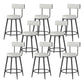 Modern Style Linen Counter Stool Round Low Back Bar Stool with Footrest Black-Gray 8 Piece Set Short Stool(22"H) Clearhalo 'Bar Furniture' 'Bar Stools' 'bar_stools' 'furn' 'furn_bar_stools' 'Furniture' 'Kitchen & Dining Furniture' 6318077