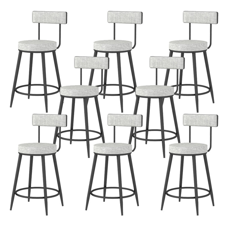 Modern Style Linen Counter Stool Round Low Back Bar Stool with Footrest Black-Gray 8 Piece Set Short Stool(22"H) Clearhalo 'Bar Furniture' 'Bar Stools' 'bar_stools' 'furn' 'furn_bar_stools' 'Furniture' 'Kitchen & Dining Furniture' 6318077