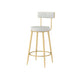 Modern Style Linen Counter Stool Round Low Back Bar Stool with Footrest Gray-Gold 1 Piece Counter Stool(26"H) Clearhalo 'Bar Furniture' 'Bar Stools' 'bar_stools' 'furn' 'furn_bar_stools' 'Furniture' 'Kitchen & Dining Furniture' 6318078