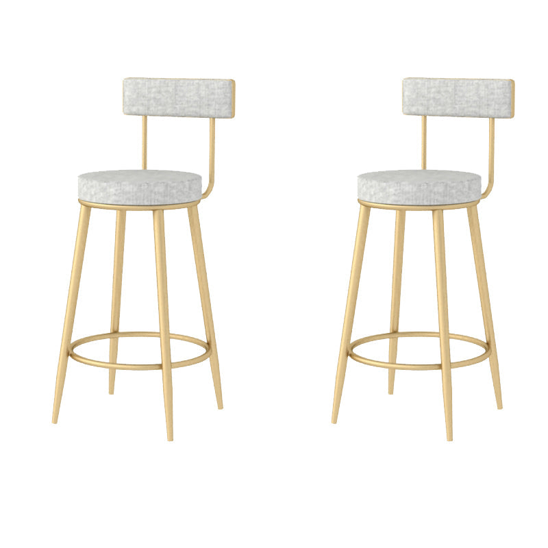 Modern Style Linen Counter Stool Round Low Back Bar Stool with Footrest Gray-Gold 2 Piece Set Counter Stool(26"H) Clearhalo 'Bar Furniture' 'Bar Stools' 'bar_stools' 'furn' 'furn_bar_stools' 'Furniture' 'Kitchen & Dining Furniture' 6318079