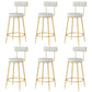 Modern Style Linen Counter Stool Round Low Back Bar Stool with Footrest Gray-Gold 6 Piece Set Counter Stool(26"H) Clearhalo 'Bar Furniture' 'Bar Stools' 'bar_stools' 'furn' 'furn_bar_stools' 'Furniture' 'Kitchen & Dining Furniture' 6318081