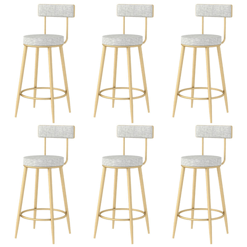 Modern Style Linen Counter Stool Round Low Back Bar Stool with Footrest Gray-Gold 6 Piece Set Counter Stool(26"H) Clearhalo 'Bar Furniture' 'Bar Stools' 'bar_stools' 'furn' 'furn_bar_stools' 'Furniture' 'Kitchen & Dining Furniture' 6318081