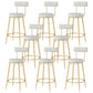 Modern Style Linen Counter Stool Round Low Back Bar Stool with Footrest Gray-Gold 8 Piece Set Counter Stool(26"H) Clearhalo 'Bar Furniture' 'Bar Stools' 'bar_stools' 'furn' 'furn_bar_stools' 'Furniture' 'Kitchen & Dining Furniture' 6318082