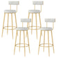 Modern Style Linen Counter Stool Round Low Back Bar Stool with Footrest Gray-Gold 4 Piece Set Bar Stool(30"H) Clearhalo 'Bar Furniture' 'Bar Stools' 'bar_stools' 'furn' 'furn_bar_stools' 'Furniture' 'Kitchen & Dining Furniture' 6318085