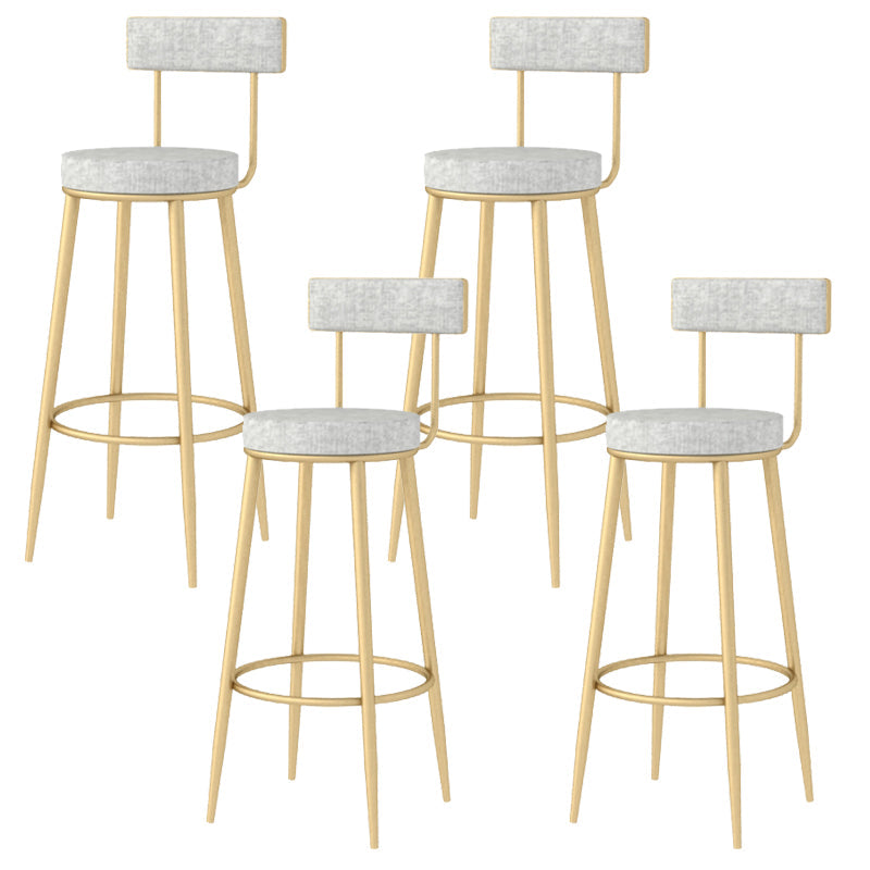 Modern Style Linen Counter Stool Round Low Back Bar Stool with Footrest Gray-Gold 4 Piece Set Bar Stool(30"H) Clearhalo 'Bar Furniture' 'Bar Stools' 'bar_stools' 'furn' 'furn_bar_stools' 'Furniture' 'Kitchen & Dining Furniture' 6318085