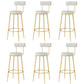 Modern Style Linen Counter Stool Round Low Back Bar Stool with Footrest Gray-Gold 6 Piece Set Bar Stool(30"H) Clearhalo 'Bar Furniture' 'Bar Stools' 'bar_stools' 'furn' 'furn_bar_stools' 'Furniture' 'Kitchen & Dining Furniture' 6318086