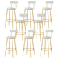 Modern Style Linen Counter Stool Round Low Back Bar Stool with Footrest Gray-Gold 8 Piece Set Bar Stool(30"H) Clearhalo 'Bar Furniture' 'Bar Stools' 'bar_stools' 'furn' 'furn_bar_stools' 'Furniture' 'Kitchen & Dining Furniture' 6318087
