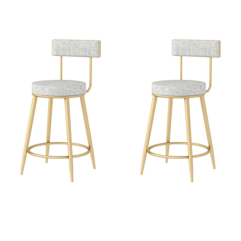 Modern Style Linen Counter Stool Round Low Back Bar Stool with Footrest Gray-Gold 2 Piece Set Short Stool(22"H) Clearhalo 'Bar Furniture' 'Bar Stools' 'bar_stools' 'furn' 'furn_bar_stools' 'Furniture' 'Kitchen & Dining Furniture' 6318089