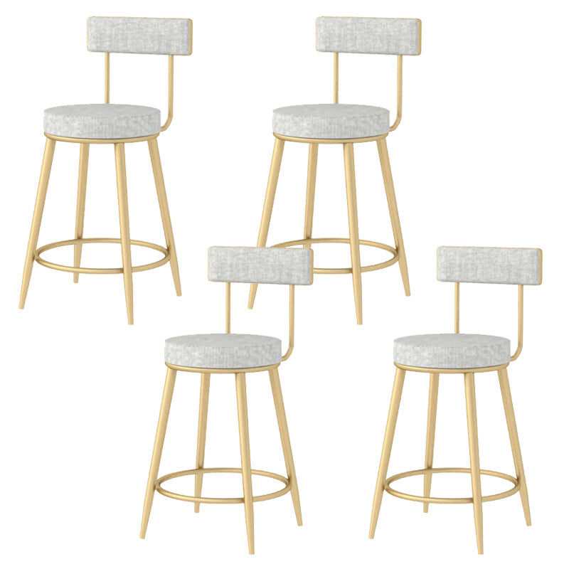 Modern Style Linen Counter Stool Round Low Back Bar Stool with Footrest Gray-Gold 4 Piece Set Short Stool(22"H) Clearhalo 'Bar Furniture' 'Bar Stools' 'bar_stools' 'furn' 'furn_bar_stools' 'Furniture' 'Kitchen & Dining Furniture' 6318090