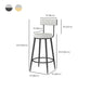 Modern Style Linen Counter Stool Round Low Back Bar Stool with Footrest Clearhalo 'Bar Furniture' 'Bar Stools' 'bar_stools' 'furn' 'furn_bar_stools' 'Furniture' 'Kitchen & Dining Furniture' 6318094