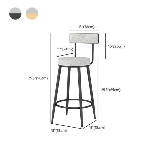 Modern Style Linen Counter Stool Round Low Back Bar Stool with Footrest Clearhalo 'Bar Furniture' 'Bar Stools' 'bar_stools' 'furn' 'furn_bar_stools' 'Furniture' 'Kitchen & Dining Furniture' 6318094