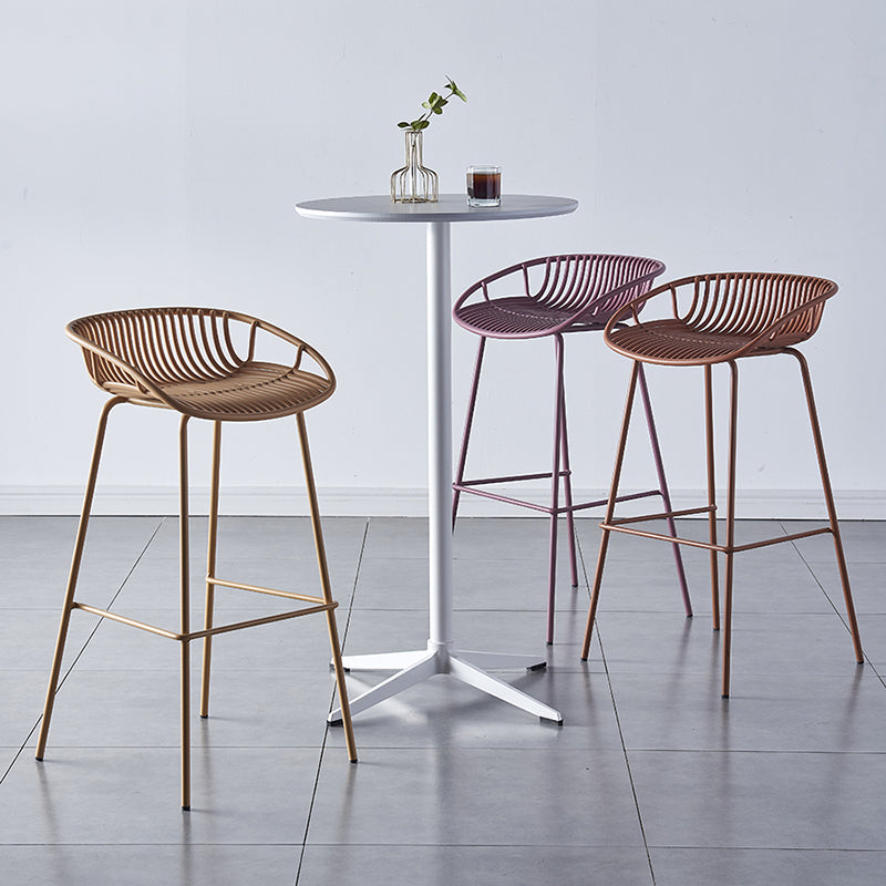 Nordic Backrest Counter Stool with Metal Base Plastic Armless Cafe Bar Chair with 4 Legs Clearhalo 'Bar Furniture' 'Bar Stools' 'bar_stools' 'furn' 'furn_bar_stools' 'Furniture' 'Kitchen & Dining Furniture' 6318096