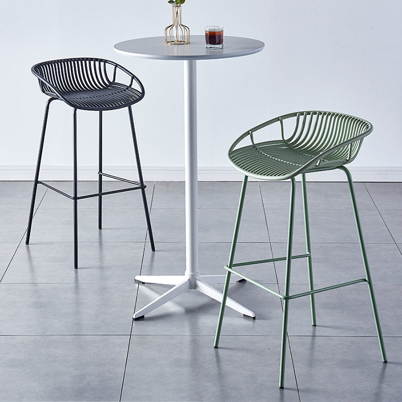 Nordic Backrest Counter Stool with Metal Base Plastic Armless Cafe Bar Chair with 4 Legs Clearhalo 'Bar Furniture' 'Bar Stools' 'bar_stools' 'furn' 'furn_bar_stools' 'Furniture' 'Kitchen & Dining Furniture' 6318100