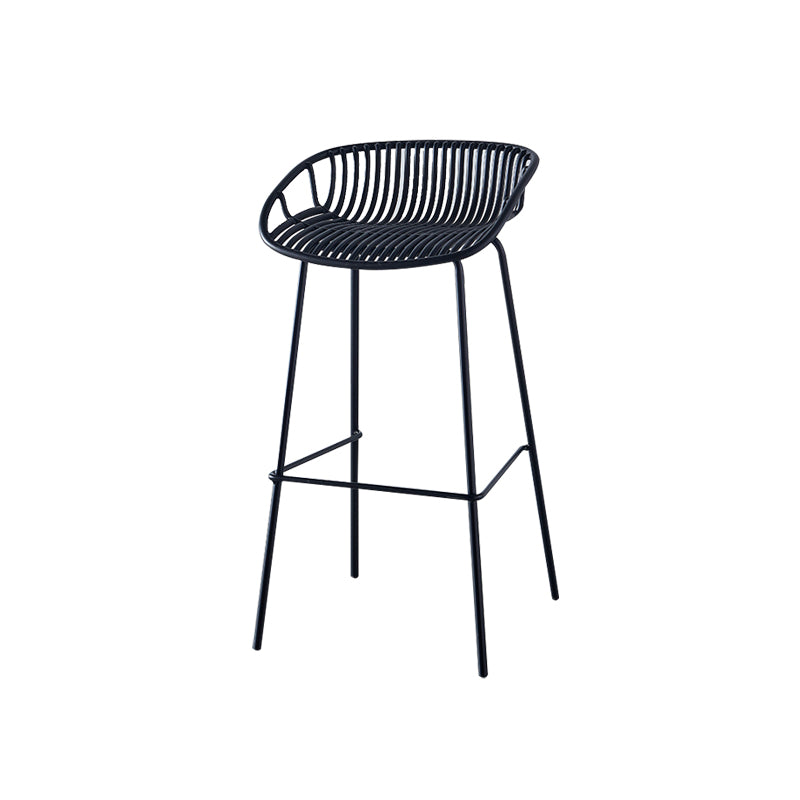 Nordic Backrest Counter Stool with Metal Base Plastic Armless Cafe Bar Chair with 4 Legs Clearhalo 'Bar Furniture' 'Bar Stools' 'bar_stools' 'furn' 'furn_bar_stools' 'Furniture' 'Kitchen & Dining Furniture' 6318104