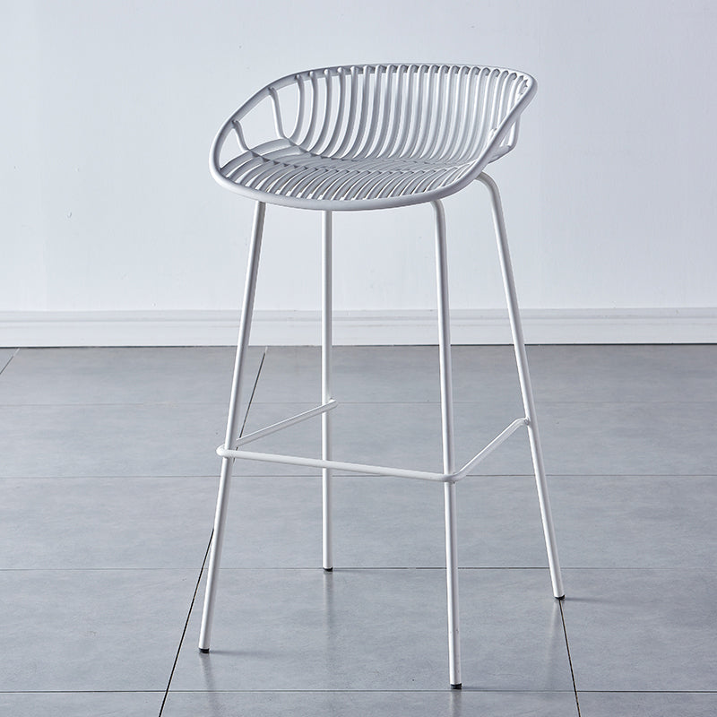 Nordic Backrest Counter Stool with Metal Base Plastic Armless Cafe Bar Chair with 4 Legs White 1 Piece Clearhalo 'Bar Furniture' 'Bar Stools' 'bar_stools' 'furn' 'furn_bar_stools' 'Furniture' 'Kitchen & Dining Furniture' 6318106