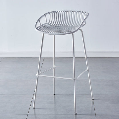 Nordic Backrest Counter Stool with Metal Base Plastic Armless Cafe Bar Chair with 4 Legs White 1 Piece Clearhalo 'Bar Furniture' 'Bar Stools' 'bar_stools' 'furn' 'furn_bar_stools' 'Furniture' 'Kitchen & Dining Furniture' 6318106