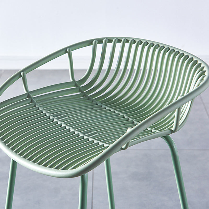 Nordic Backrest Counter Stool with Metal Base Plastic Armless Cafe Bar Chair with 4 Legs Clearhalo 'Bar Furniture' 'Bar Stools' 'bar_stools' 'furn' 'furn_bar_stools' 'Furniture' 'Kitchen & Dining Furniture' 6318107