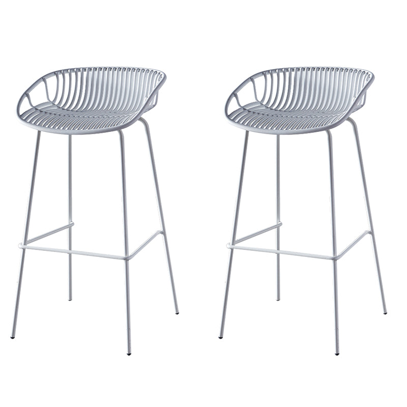 Nordic Backrest Counter Stool with Metal Base Plastic Armless Cafe Bar Chair with 4 Legs White 2 Piece Set Clearhalo 'Bar Furniture' 'Bar Stools' 'bar_stools' 'furn' 'furn_bar_stools' 'Furniture' 'Kitchen & Dining Furniture' 6318109