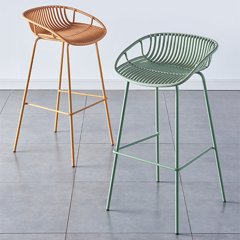 Nordic Backrest Counter Stool with Metal Base Plastic Armless Cafe Bar Chair with 4 Legs Clearhalo 'Bar Furniture' 'Bar Stools' 'bar_stools' 'furn' 'furn_bar_stools' 'Furniture' 'Kitchen & Dining Furniture' 6318110