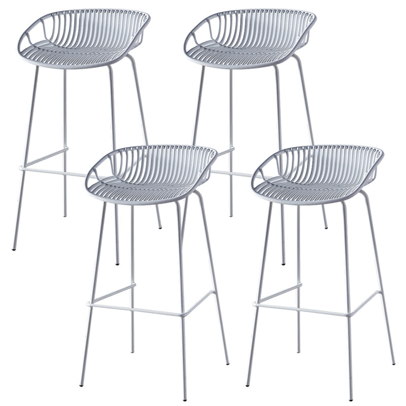 Nordic Backrest Counter Stool with Metal Base Plastic Armless Cafe Bar Chair with 4 Legs White 4 Piece Set Clearhalo 'Bar Furniture' 'Bar Stools' 'bar_stools' 'furn' 'furn_bar_stools' 'Furniture' 'Kitchen & Dining Furniture' 6318111