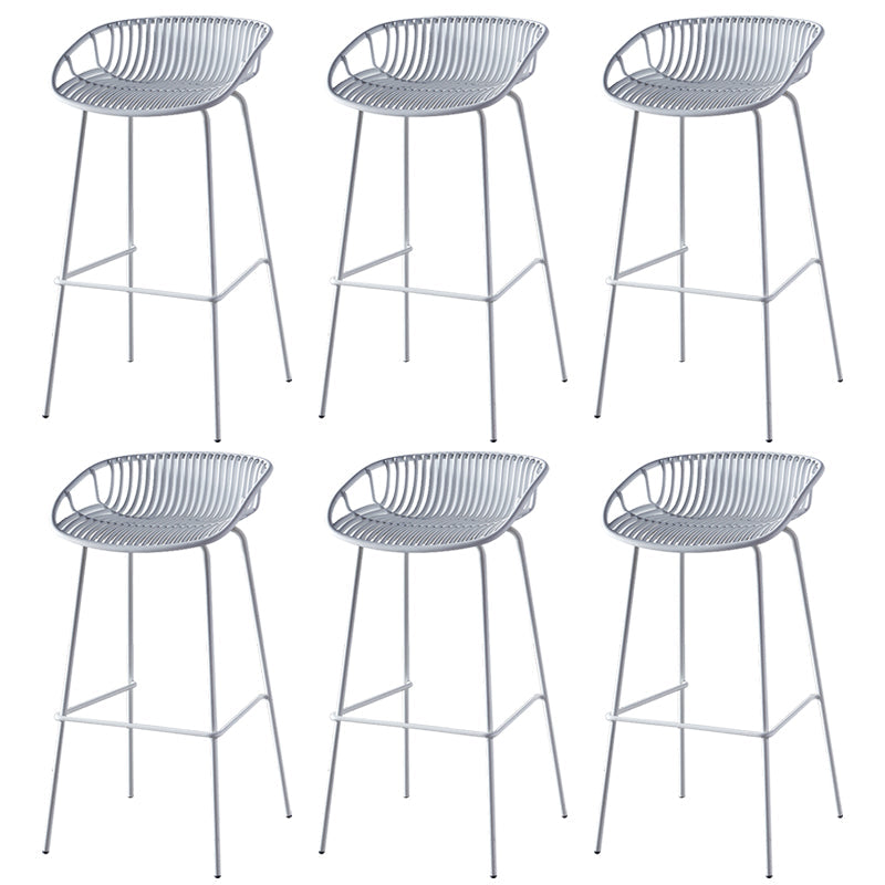 Nordic Backrest Counter Stool with Metal Base Plastic Armless Cafe Bar Chair with 4 Legs White 6 Piece Set Clearhalo 'Bar Furniture' 'Bar Stools' 'bar_stools' 'furn' 'furn_bar_stools' 'Furniture' 'Kitchen & Dining Furniture' 6318113