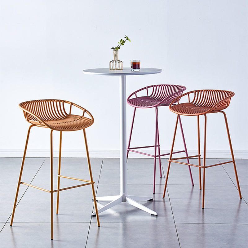Nordic Backrest Counter Stool with Metal Base Plastic Armless Cafe Bar Chair with 4 Legs Clearhalo 'Bar Furniture' 'Bar Stools' 'bar_stools' 'furn' 'furn_bar_stools' 'Furniture' 'Kitchen & Dining Furniture' 6318114
