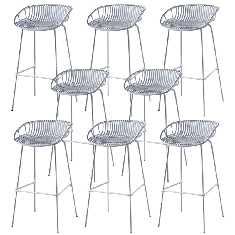 Nordic Backrest Counter Stool with Metal Base Plastic Armless Cafe Bar Chair with 4 Legs White 8 Piece Set Clearhalo 'Bar Furniture' 'Bar Stools' 'bar_stools' 'furn' 'furn_bar_stools' 'Furniture' 'Kitchen & Dining Furniture' 6318115