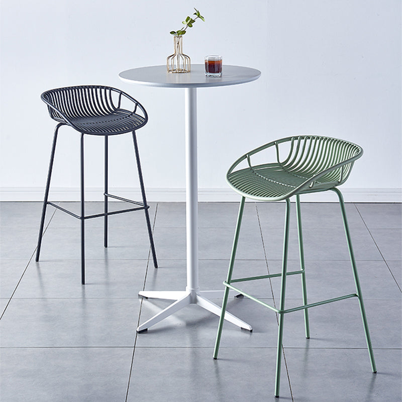 Nordic Backrest Counter Stool with Metal Base Plastic Armless Cafe Bar Chair with 4 Legs Clearhalo 'Bar Furniture' 'Bar Stools' 'bar_stools' 'furn' 'furn_bar_stools' 'Furniture' 'Kitchen & Dining Furniture' 6318116