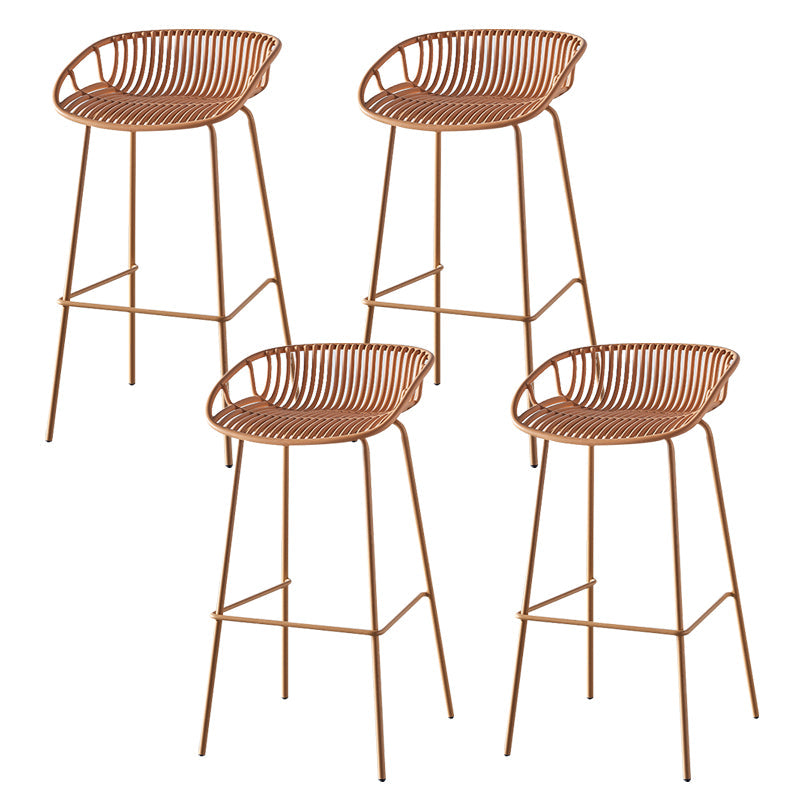 Nordic Backrest Counter Stool with Metal Base Plastic Armless Cafe Bar Chair with 4 Legs Yellow 4 Piece Set Clearhalo 'Bar Furniture' 'Bar Stools' 'bar_stools' 'furn' 'furn_bar_stools' 'Furniture' 'Kitchen & Dining Furniture' 6318118
