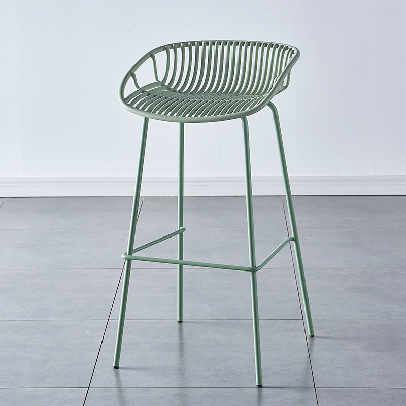 Nordic Backrest Counter Stool with Metal Base Plastic Armless Cafe Bar Chair with 4 Legs Green 1 Piece Clearhalo 'Bar Furniture' 'Bar Stools' 'bar_stools' 'furn' 'furn_bar_stools' 'Furniture' 'Kitchen & Dining Furniture' 6318126