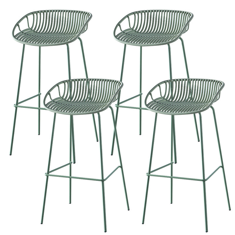 Nordic Backrest Counter Stool with Metal Base Plastic Armless Cafe Bar Chair with 4 Legs Green 4 Piece Set Clearhalo 'Bar Furniture' 'Bar Stools' 'bar_stools' 'furn' 'furn_bar_stools' 'Furniture' 'Kitchen & Dining Furniture' 6318128