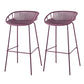 Nordic Backrest Counter Stool with Metal Base Plastic Armless Cafe Bar Chair with 4 Legs Purple 2 Piece Set Clearhalo 'Bar Furniture' 'Bar Stools' 'bar_stools' 'furn' 'furn_bar_stools' 'Furniture' 'Kitchen & Dining Furniture' 6318132