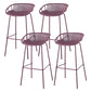 Nordic Backrest Counter Stool with Metal Base Plastic Armless Cafe Bar Chair with 4 Legs Purple 4 Piece Set Clearhalo 'Bar Furniture' 'Bar Stools' 'bar_stools' 'furn' 'furn_bar_stools' 'Furniture' 'Kitchen & Dining Furniture' 6318133