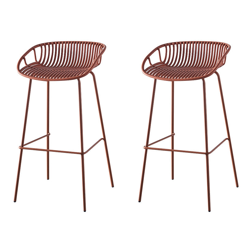 Nordic Backrest Counter Stool with Metal Base Plastic Armless Cafe Bar Chair with 4 Legs Khaki 2 Piece Set Clearhalo 'Bar Furniture' 'Bar Stools' 'bar_stools' 'furn' 'furn_bar_stools' 'Furniture' 'Kitchen & Dining Furniture' 6318137