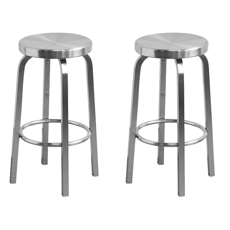 Industrial Stainless Steel Counter Stool Round Backless Bar Stool with Footrest