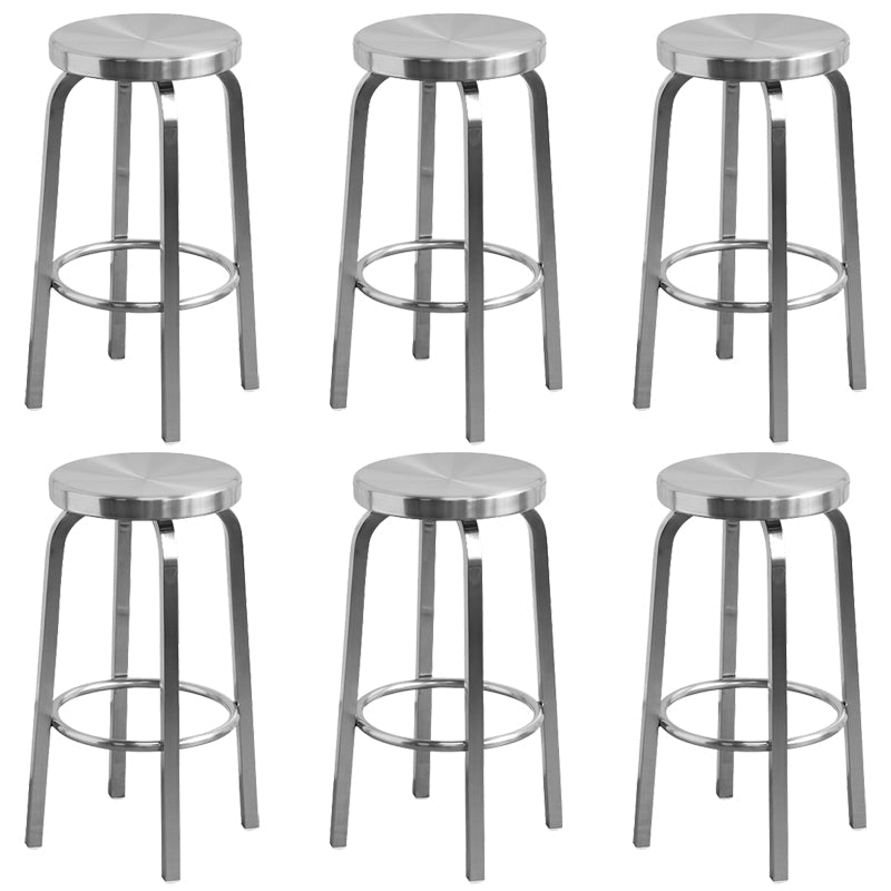 Industrial Stainless Steel Counter Stool Round Backless Bar Stool with Footrest