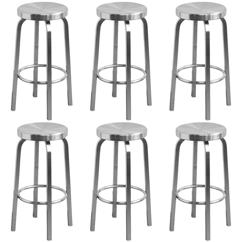 Industrial Stainless Steel Counter Stool Round Backless Bar Stool with Footrest