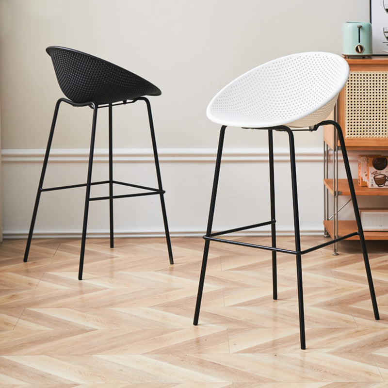 Nordic Backrest Counter Stool with Metal Base Plastic Armless Bar Chair with 4 Legs Clearhalo 'Bar Furniture' 'Bar Stools' 'bar_stools' 'furn' 'furn_bar_stools' 'Furniture' 'Kitchen & Dining Furniture' 6318180