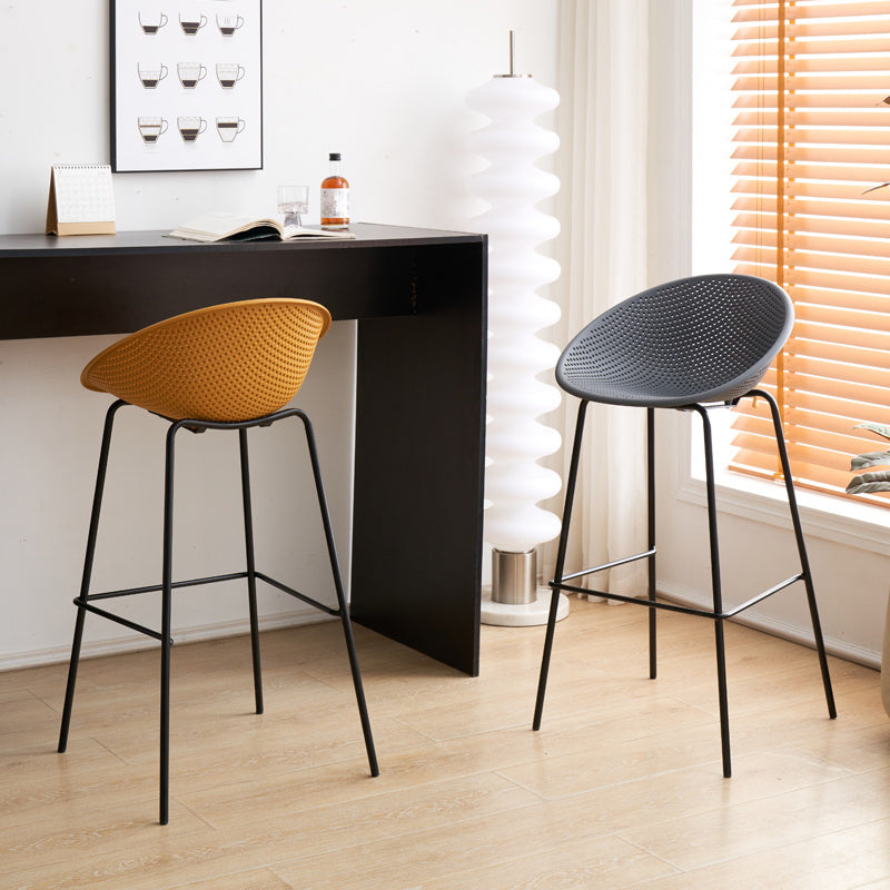 Nordic Backrest Counter Stool with Metal Base Plastic Armless Bar Chair with 4 Legs Clearhalo 'Bar Furniture' 'Bar Stools' 'bar_stools' 'furn' 'furn_bar_stools' 'Furniture' 'Kitchen & Dining Furniture' 6318184