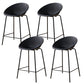 Nordic Backrest Counter Stool with Metal Base Plastic Armless Bar Chair with 4 Legs Black 4 Piece Set Counter Stool(26"H) Clearhalo 'Bar Furniture' 'Bar Stools' 'bar_stools' 'furn' 'furn_bar_stools' 'Furniture' 'Kitchen & Dining Furniture' 6318185