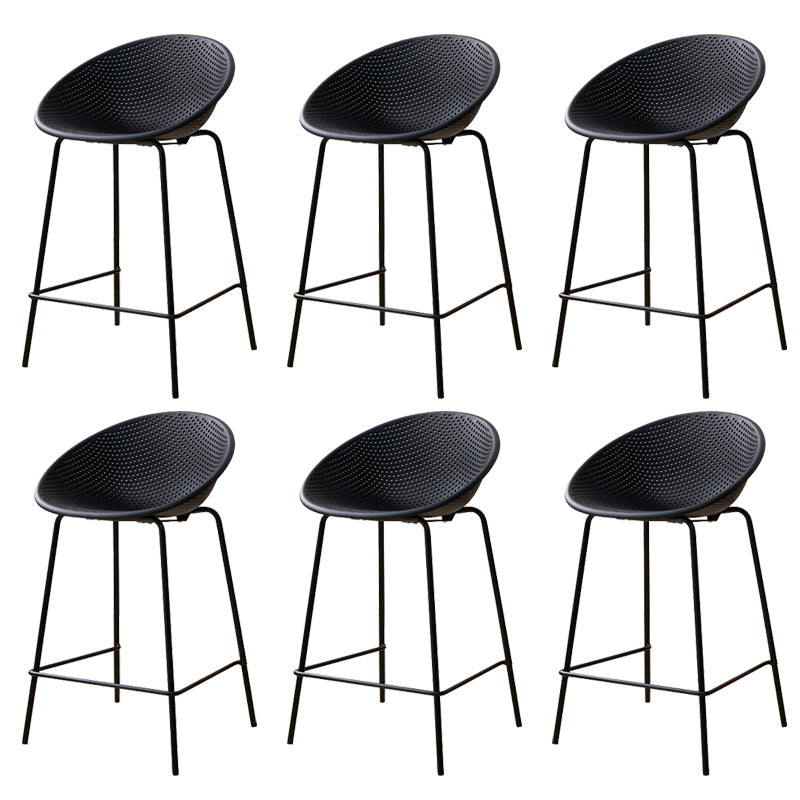 Nordic Backrest Counter Stool with Metal Base Plastic Armless Bar Chair with 4 Legs Black 6 Piece Set Counter Stool(26"H) Clearhalo 'Bar Furniture' 'Bar Stools' 'bar_stools' 'furn' 'furn_bar_stools' 'Furniture' 'Kitchen & Dining Furniture' 6318187