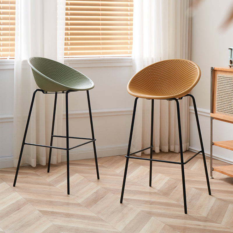 Nordic Backrest Counter Stool with Metal Base Plastic Armless Bar Chair with 4 Legs Clearhalo 'Bar Furniture' 'Bar Stools' 'bar_stools' 'furn' 'furn_bar_stools' 'Furniture' 'Kitchen & Dining Furniture' 6318190
